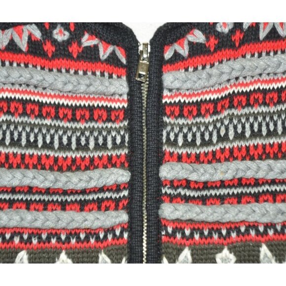 Rafaella Ladies M Zip Up Christmas Sweater Vest Snowflakes Winter Black & Red - Picture 3 of 11